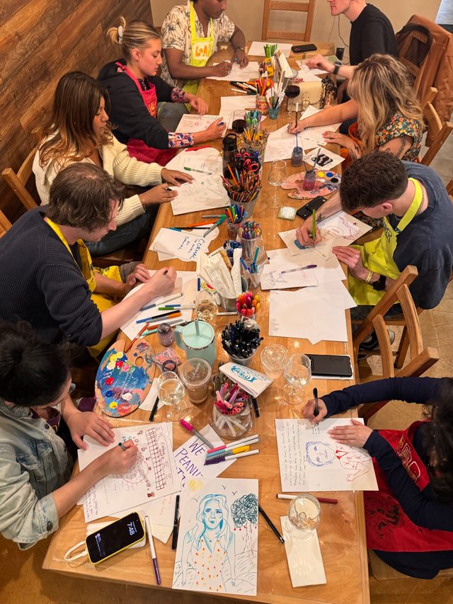 Group painting session at LO Art